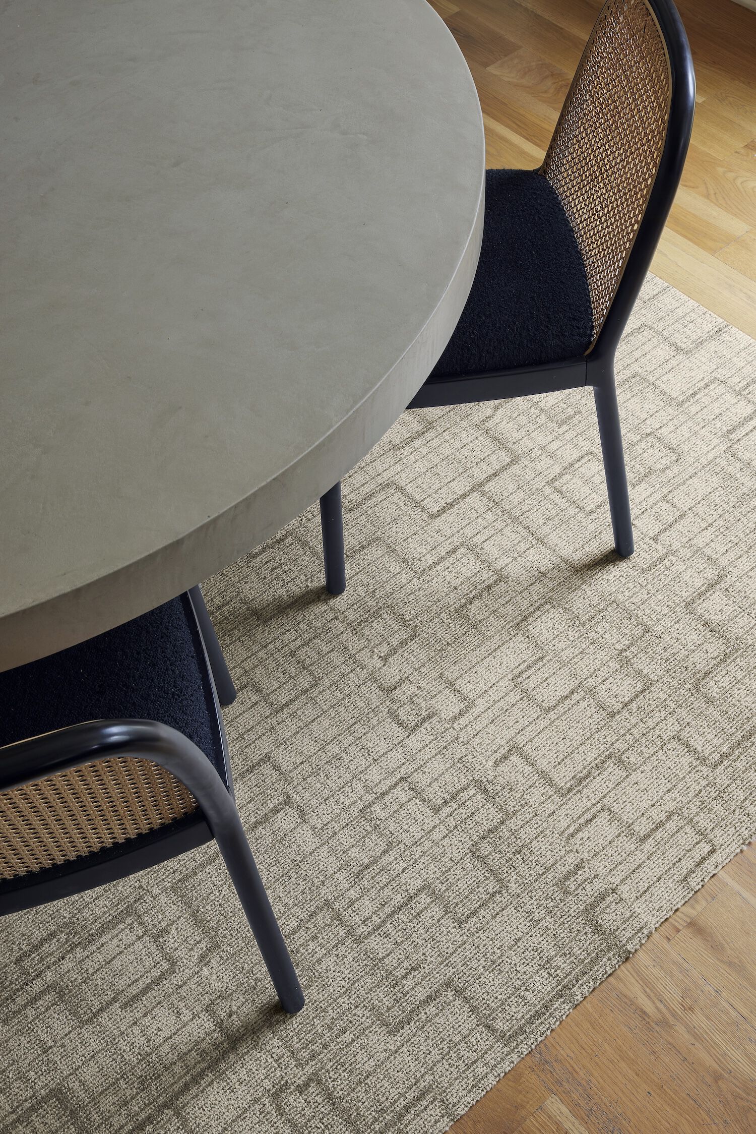 NEW FLOR Terra Nova area rug shown in Dune