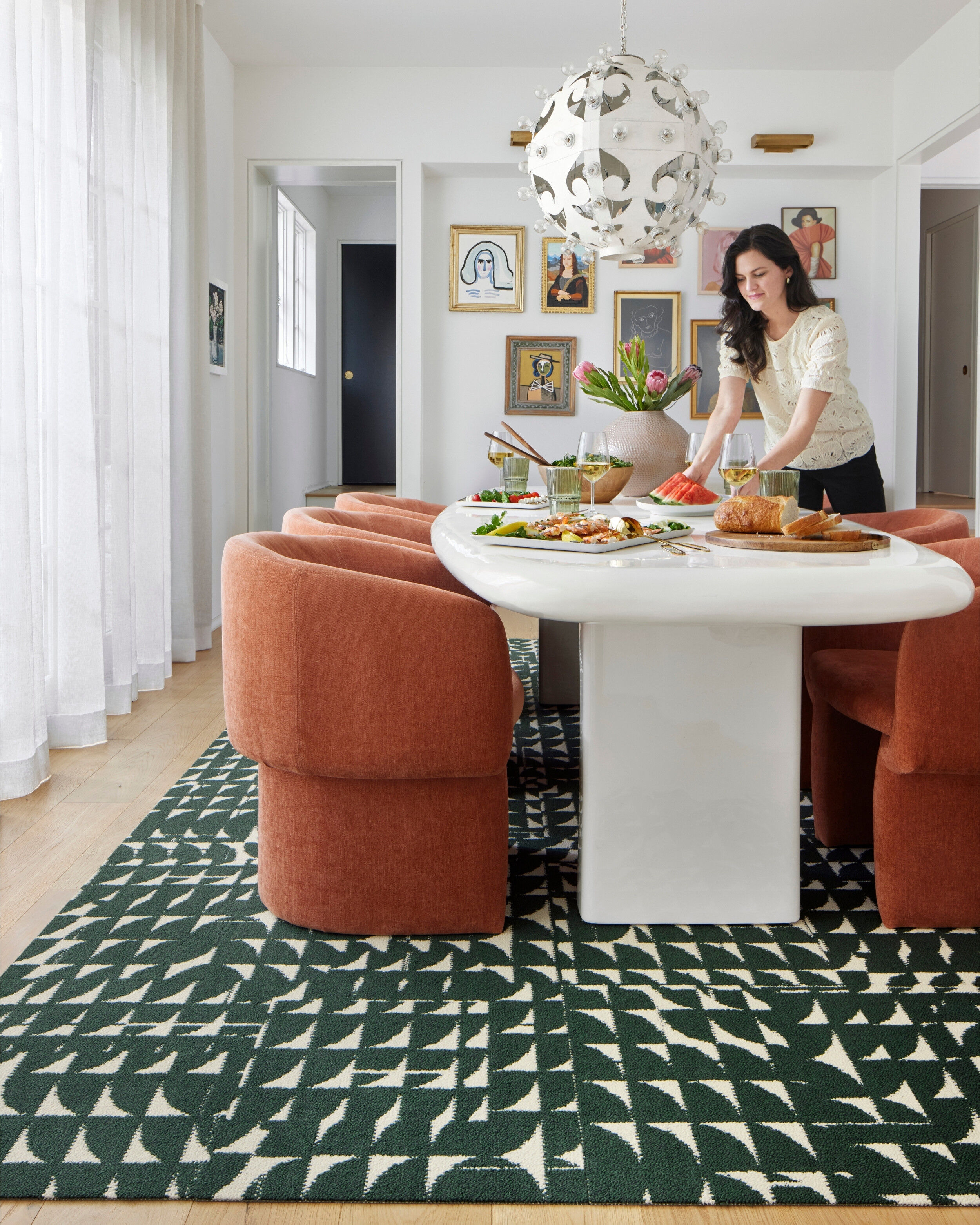 Why FLOR page, showing a lifestyle image of London Twill in Flint/Pearl